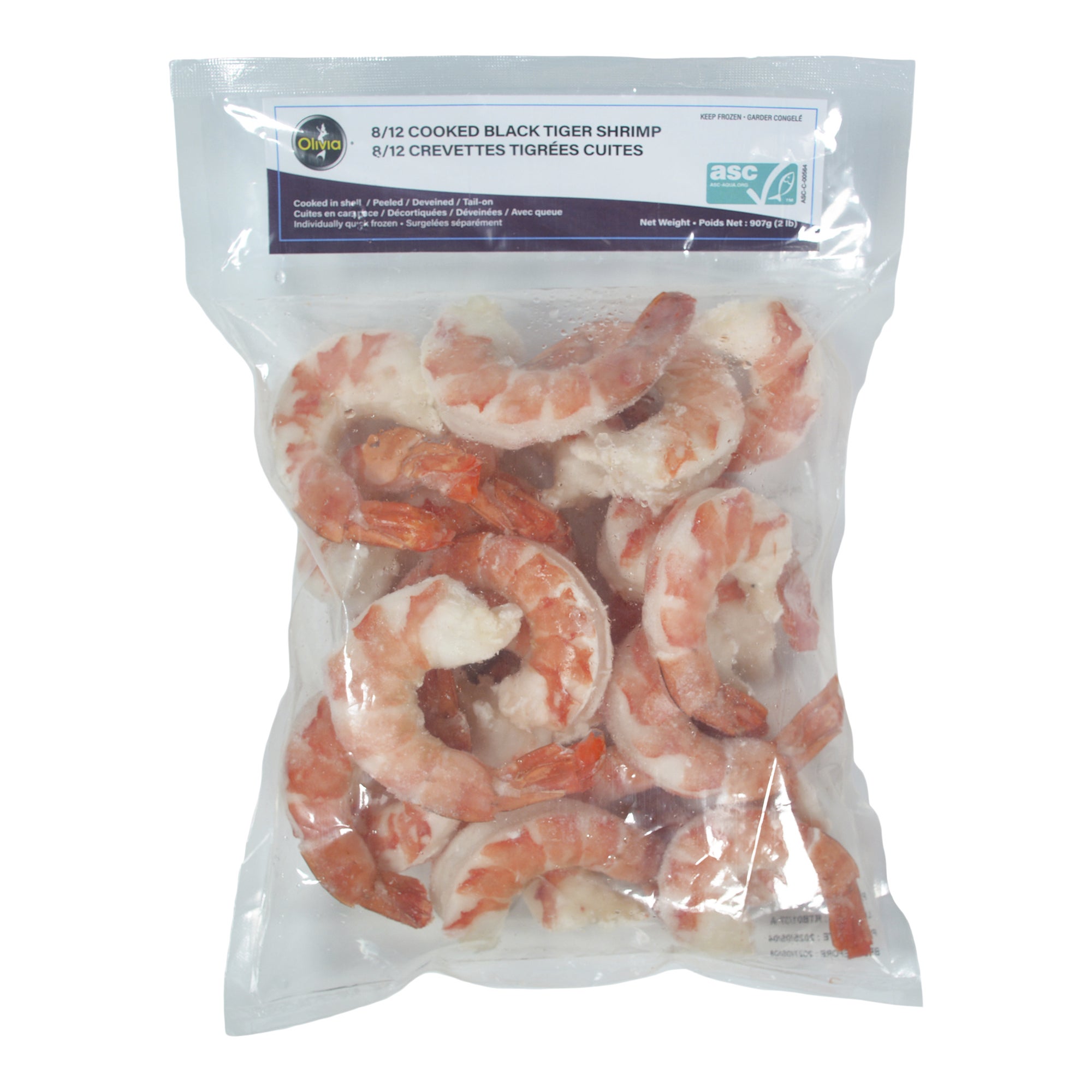 Olivia 8/12 Cooked Black Tiger Shrimp, 907 g | Costco
